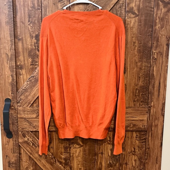 Polo ralph lauren mens orange long sleeve Pima cotton v neck sweater size medium - Picture 4 of 6